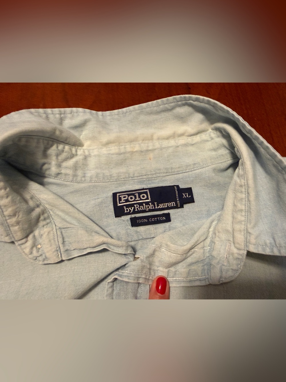 SEE PHOTOS Vintage Ralph Lauren Polo Sportsman Duck Button Denim Shirt XL - Picture 4 of 12